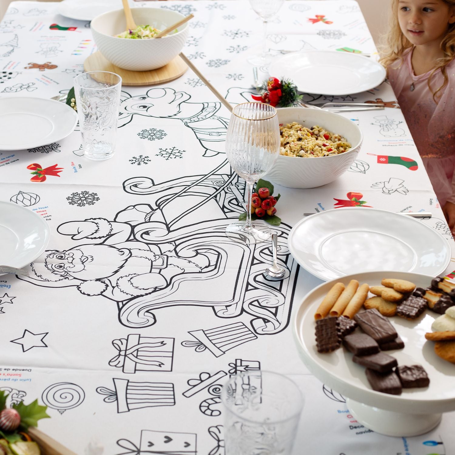 Christmas - Multilingual Coloring Tablecloth - NEW DESIGN