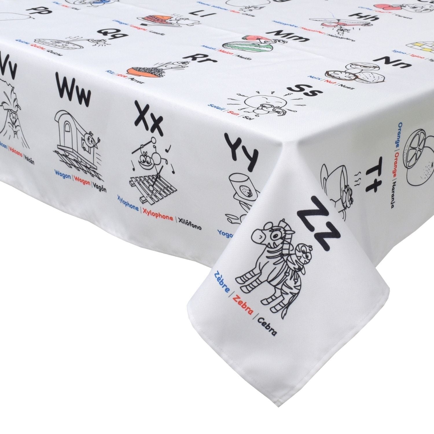 Writing Tablecloth Alphabet | Trilingual children's educational tablecloth to colour ...