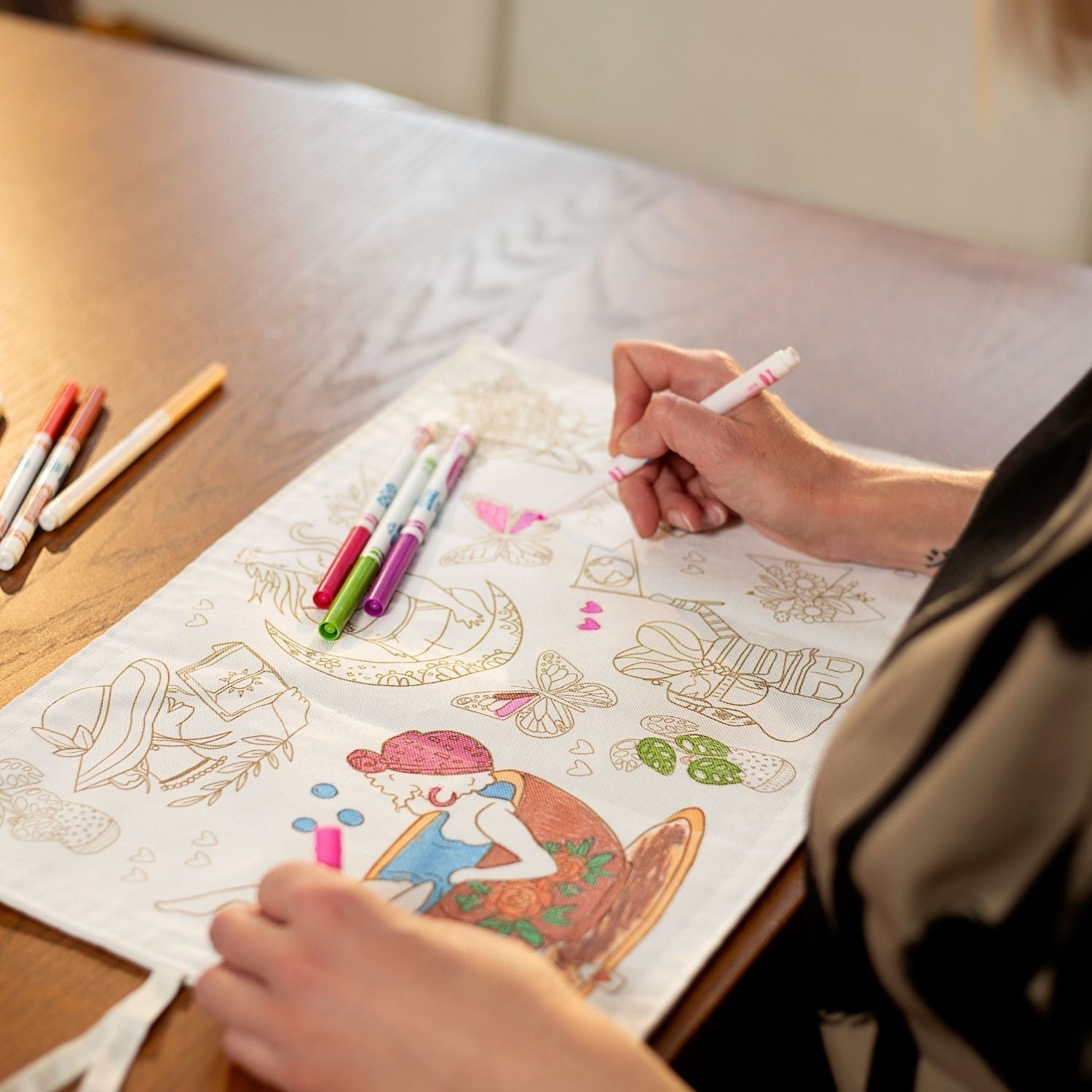 dream women placemat design reve femme napperon a colorier bimoo