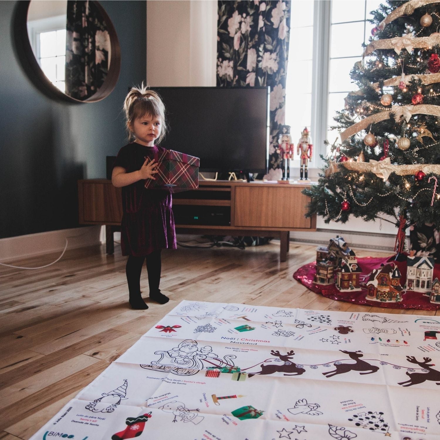 christmas tablecloth design noel nappe a colorier bimoo 45x45in